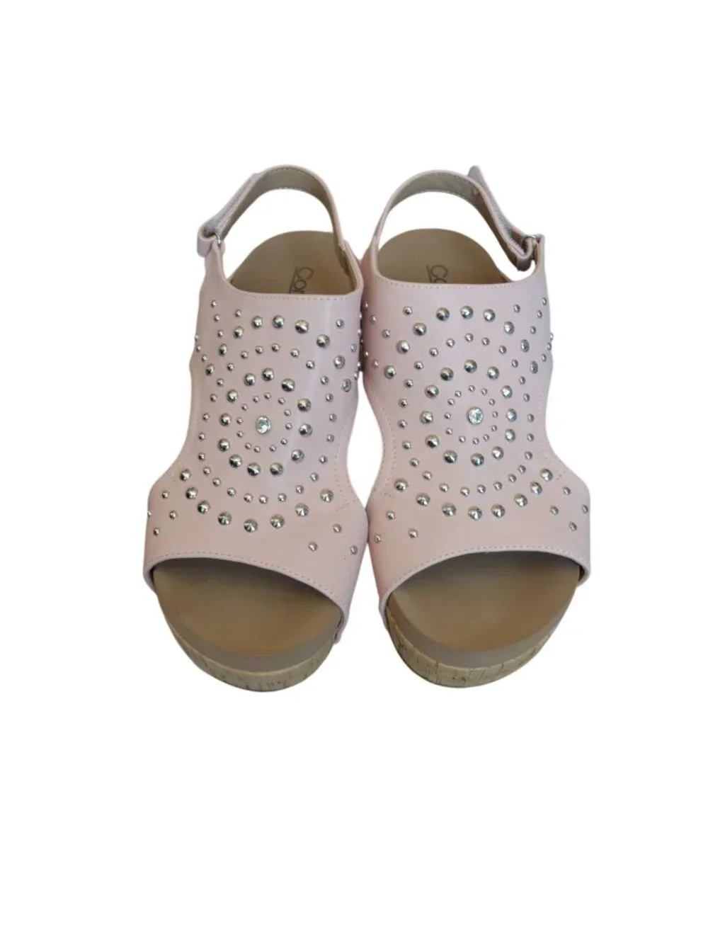 Corkys Docie Doe Womens Wedge Pink Studded Women's Size 10 Boho Summer Chunky